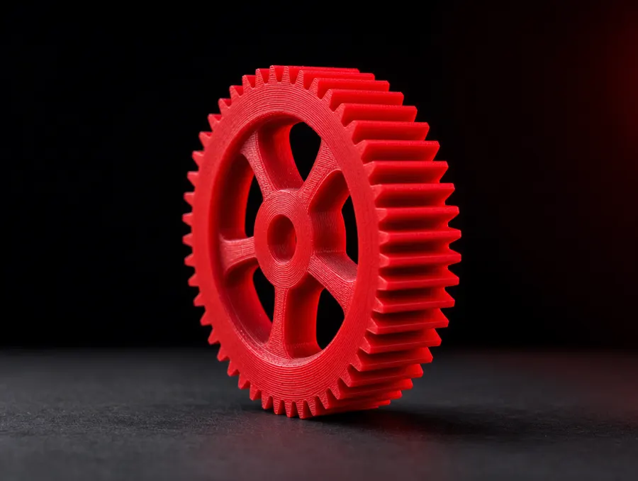 Engrenage rouge imprimé en 3D